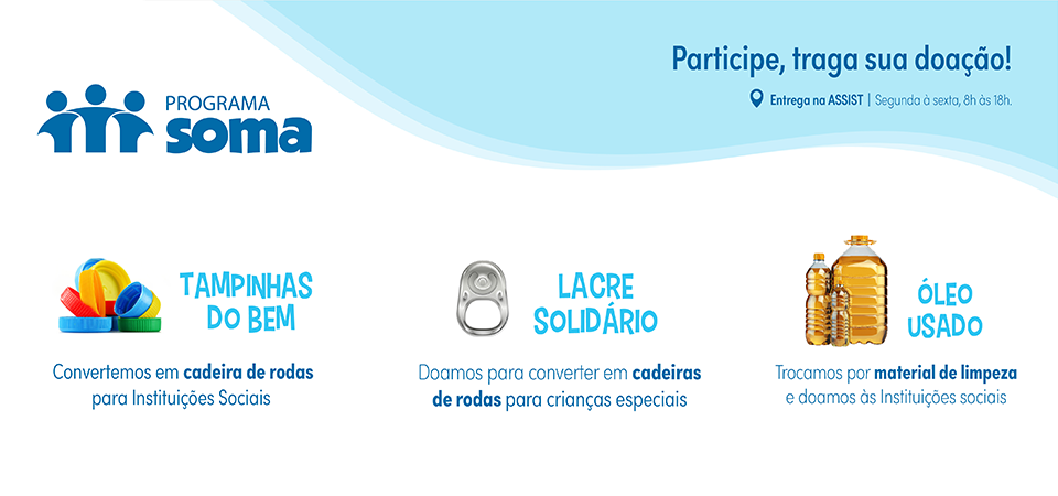 Tampinhas do Bem, Lacre Solidário, Óleo Usado - Traga sua doação.